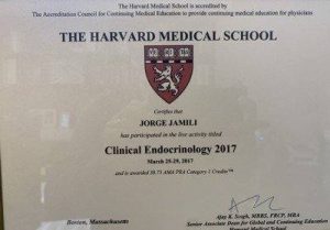 Certificado Harvard Medical School - Clinical Endocrinology 2017 - Jorge Jamili